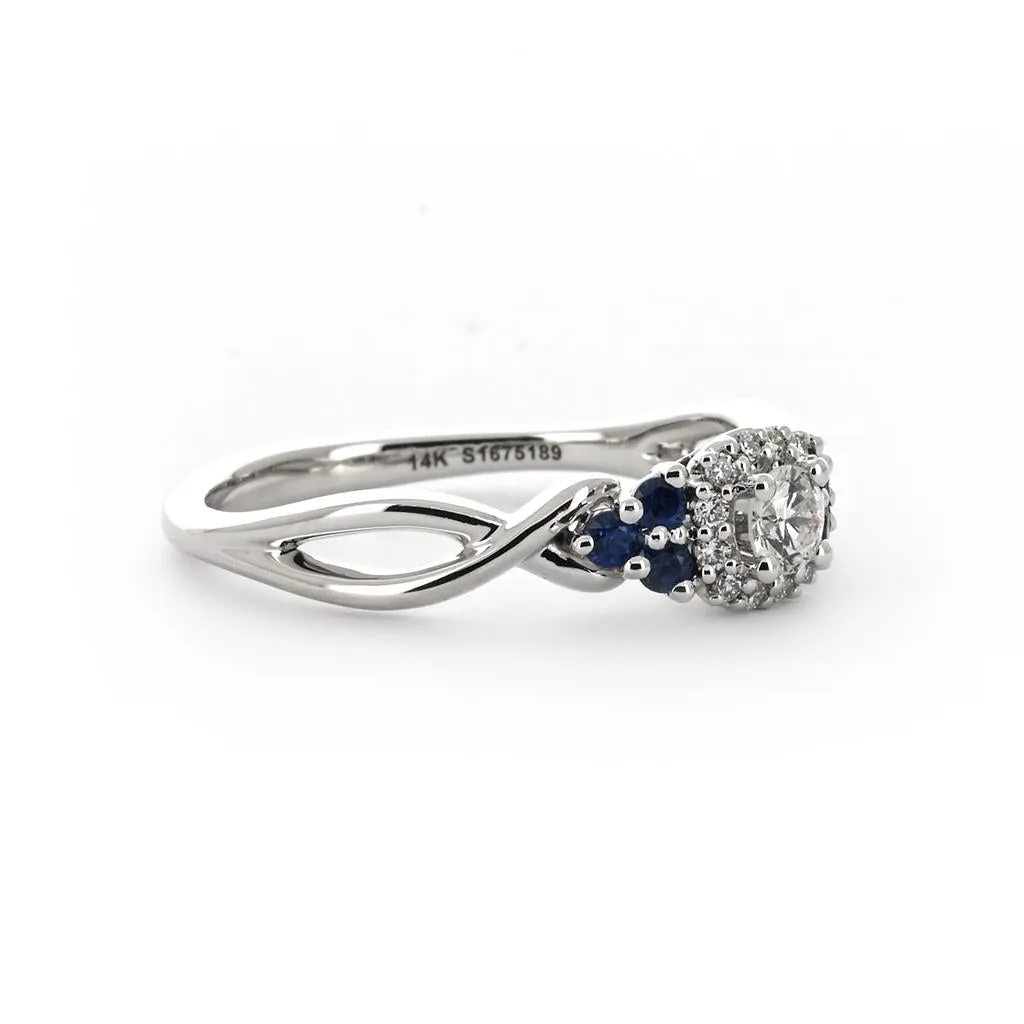 0.39ctw Sapphire & Diamond Engagement Ring   Halo