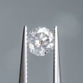 0.98CT ROUND BRILLIANT SALT AND PEPPER DIAMOND, WHITE AND LIGHT GREY WITH SPECKLES, 5.95X4.05MM