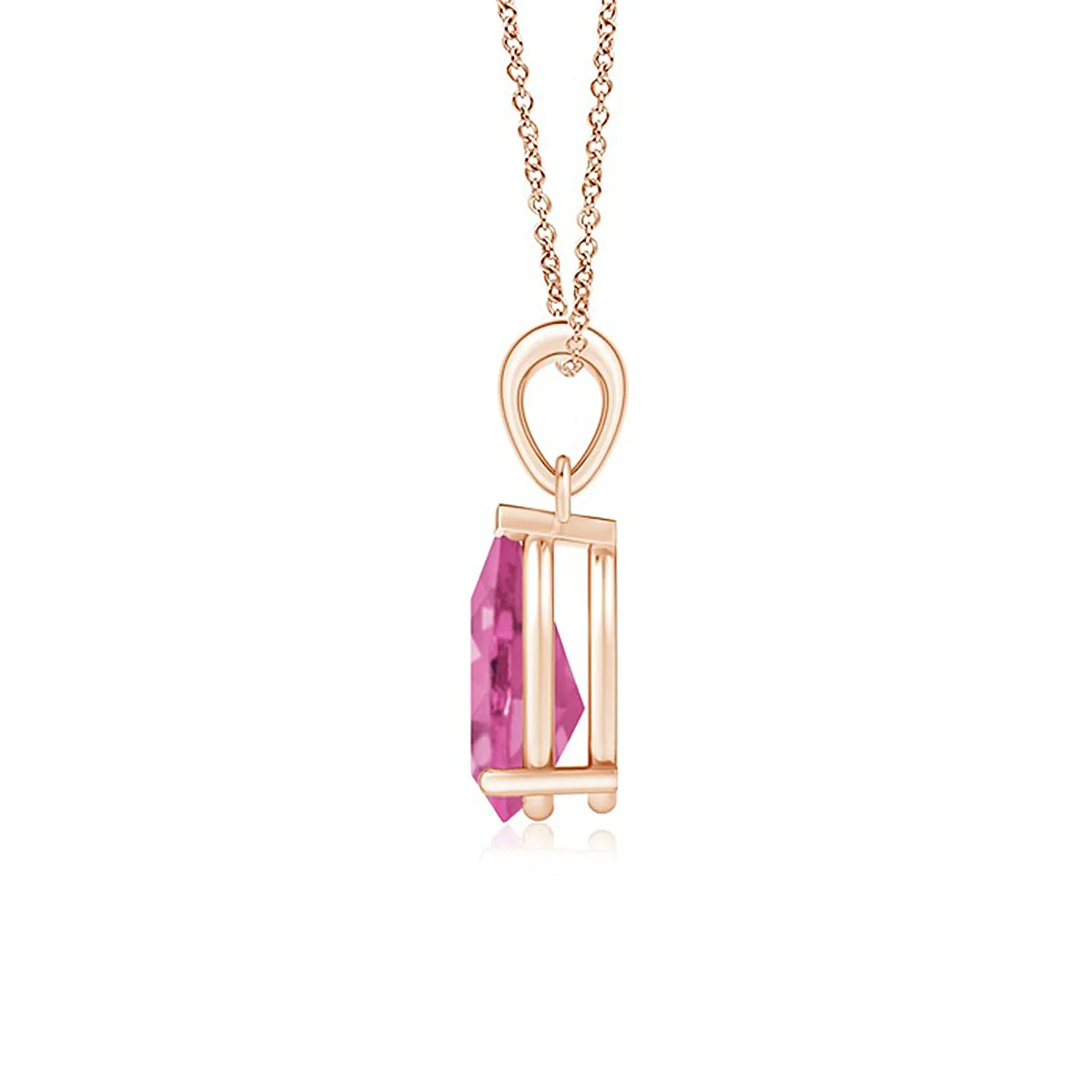 1 CT. Pear Shape Pink Sapphire Solitaire Pendant