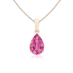 1 CT. Pear Shape Pink Sapphire Solitaire Pendant