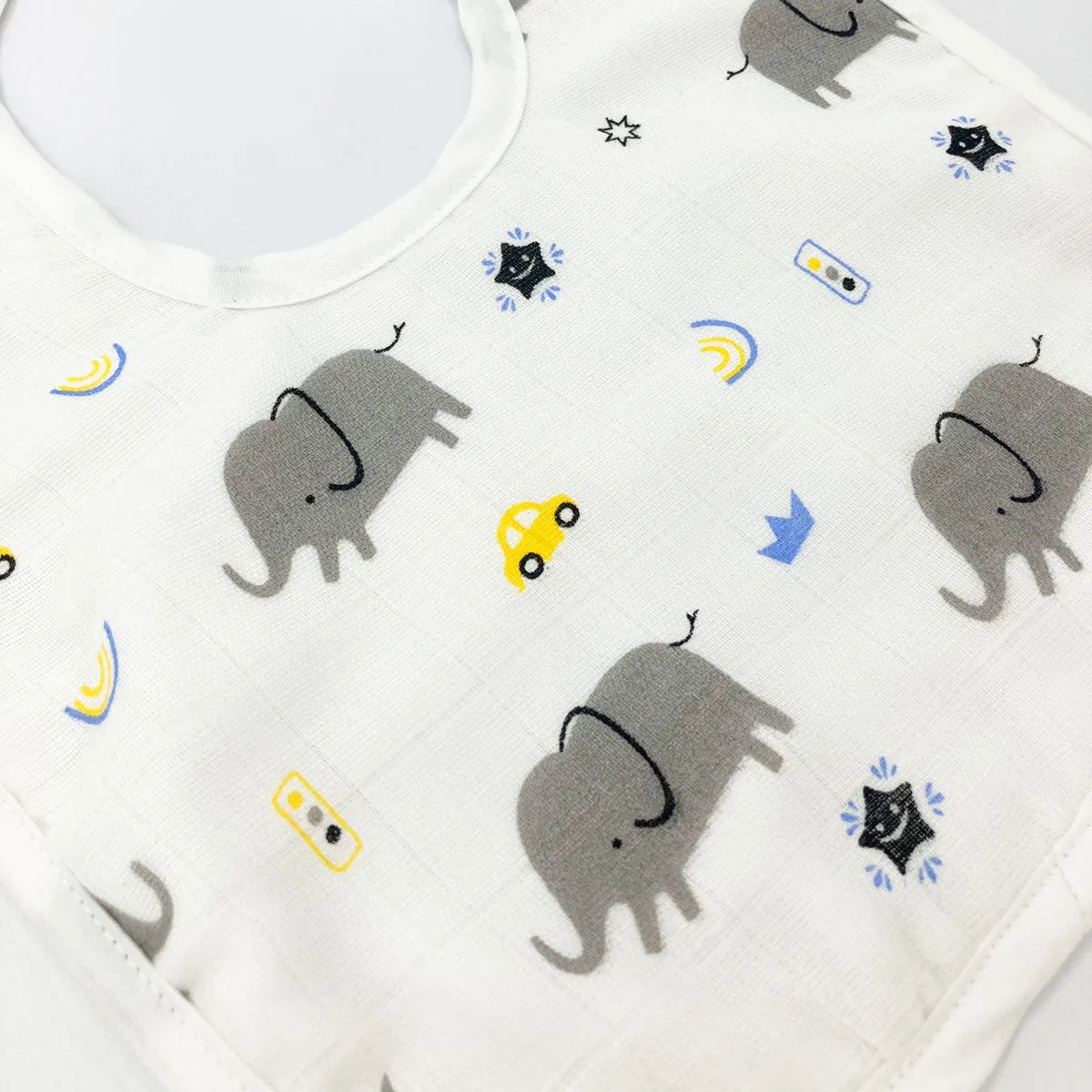 100% Organic Muslin Baby Bib -Elephant