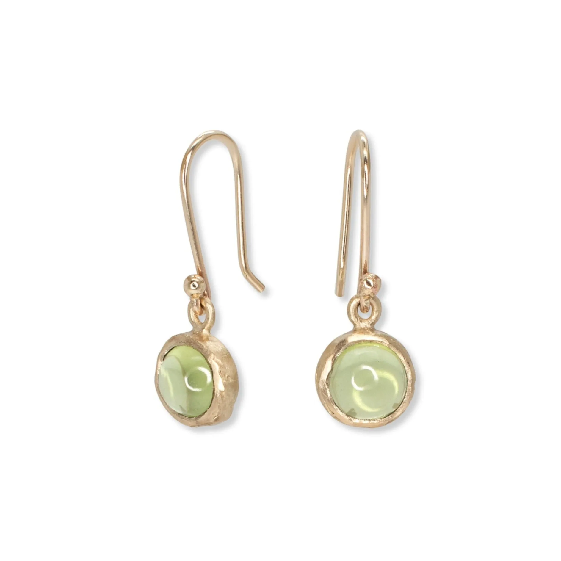 10K Semi-Precious Stone Drop Earrings in Peridot