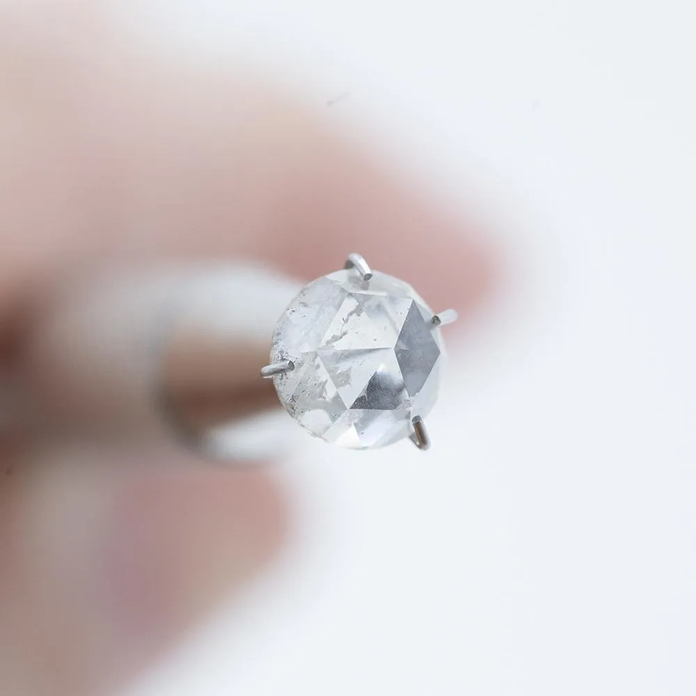 1.33CT ROSECUT DIAMOND, ICY WHITE GREY, 6.48X3.57MM