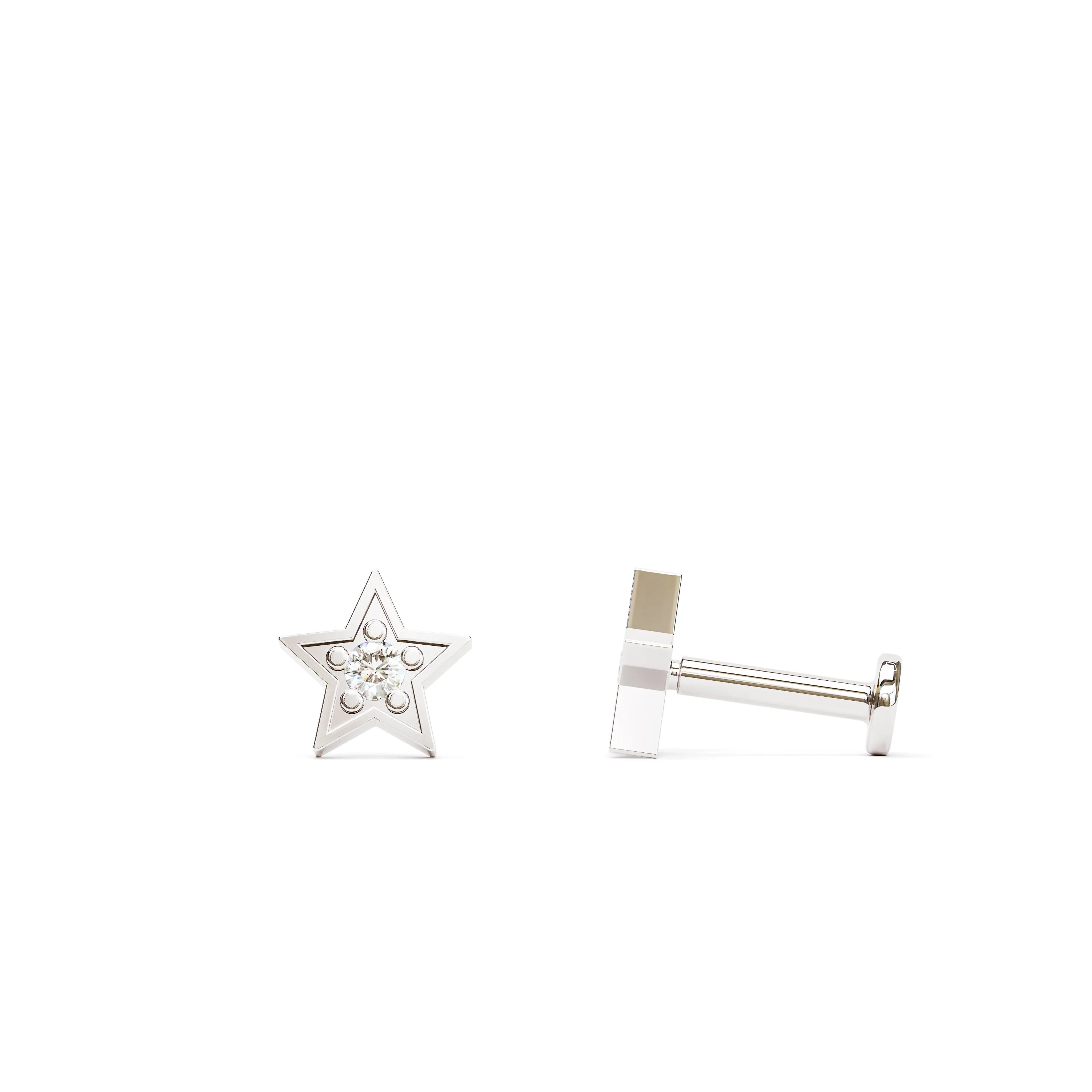 14K Gold Diamond Star Stud