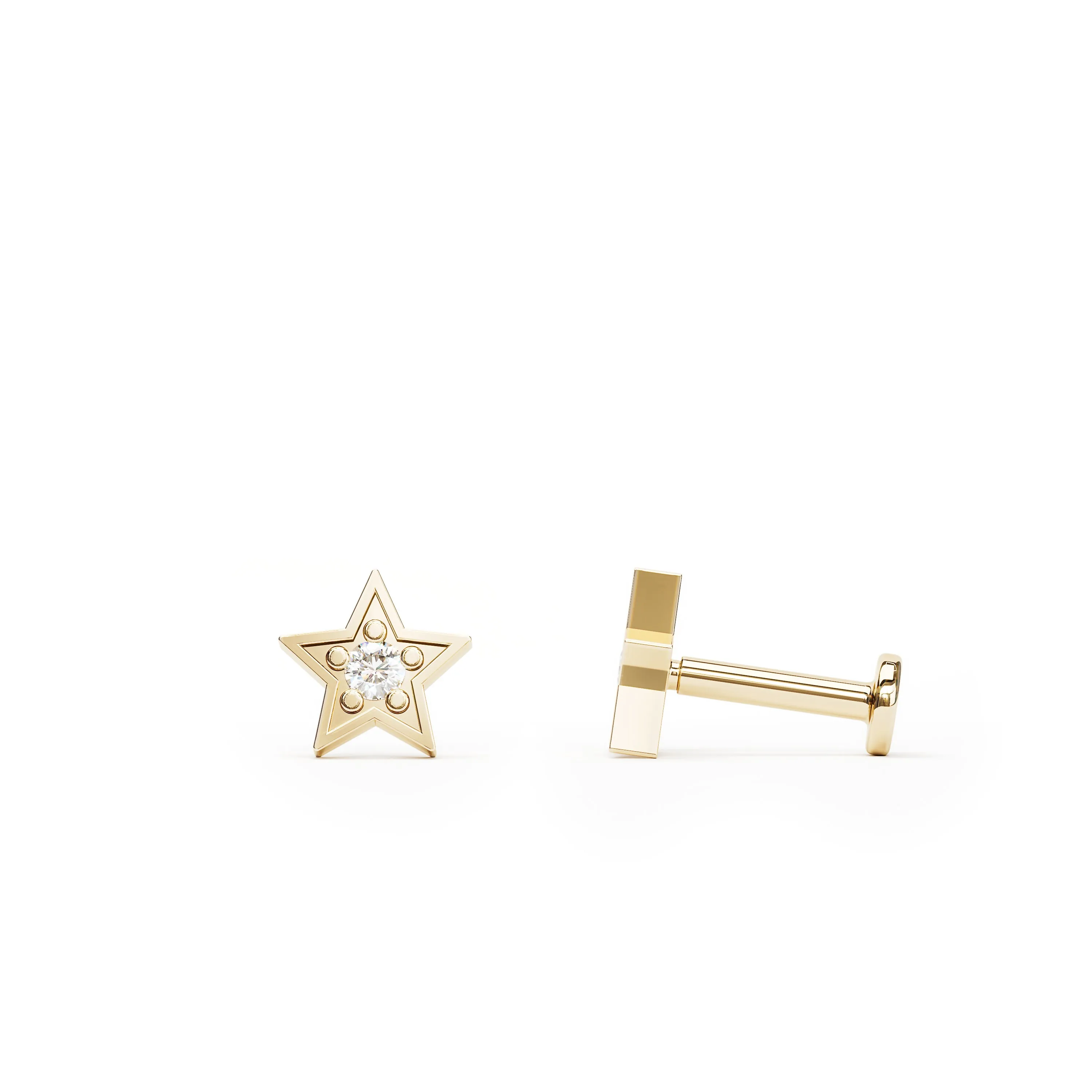 14K Gold Diamond Star Stud