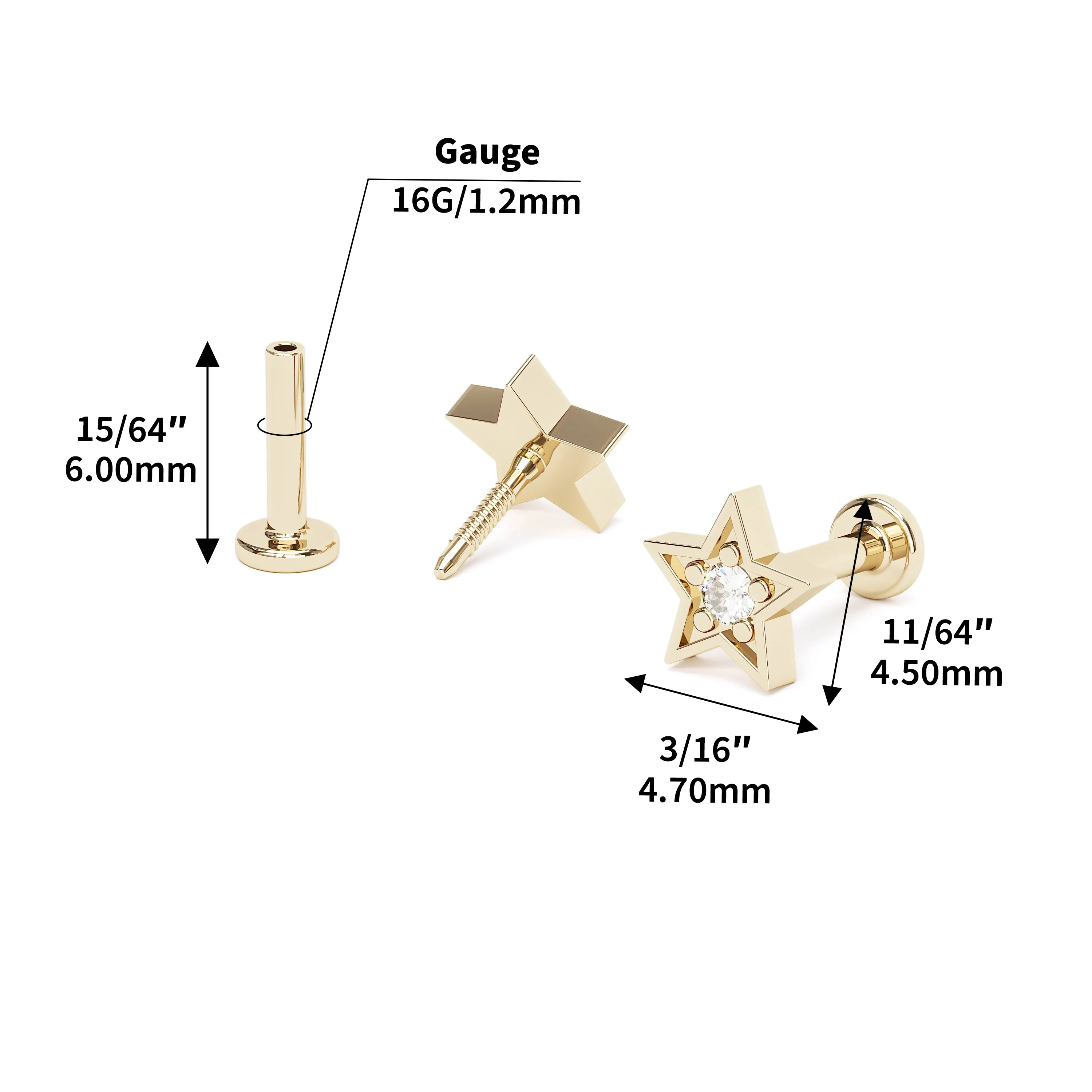 14K Gold Diamond Star Stud