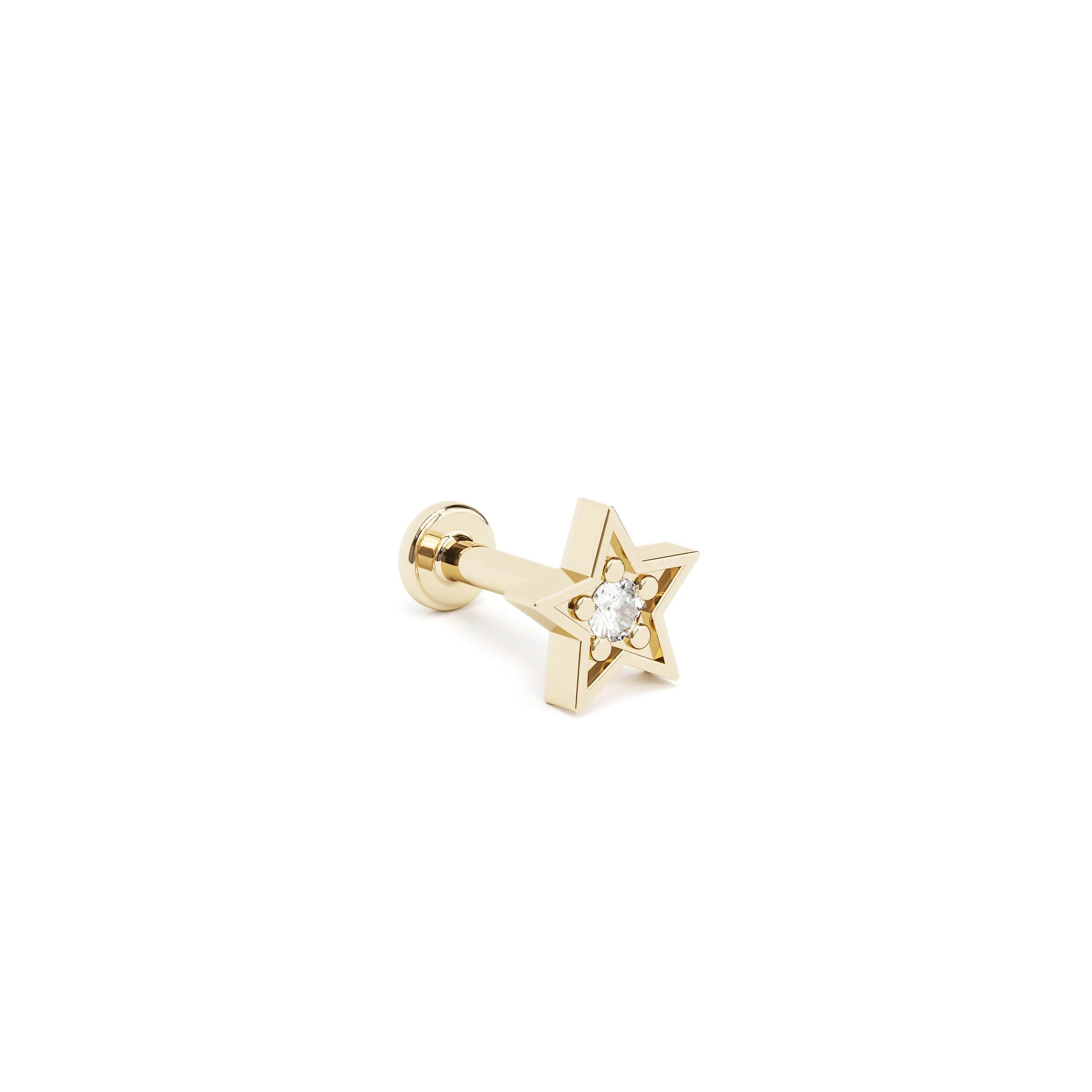 14K Gold Diamond Star Stud