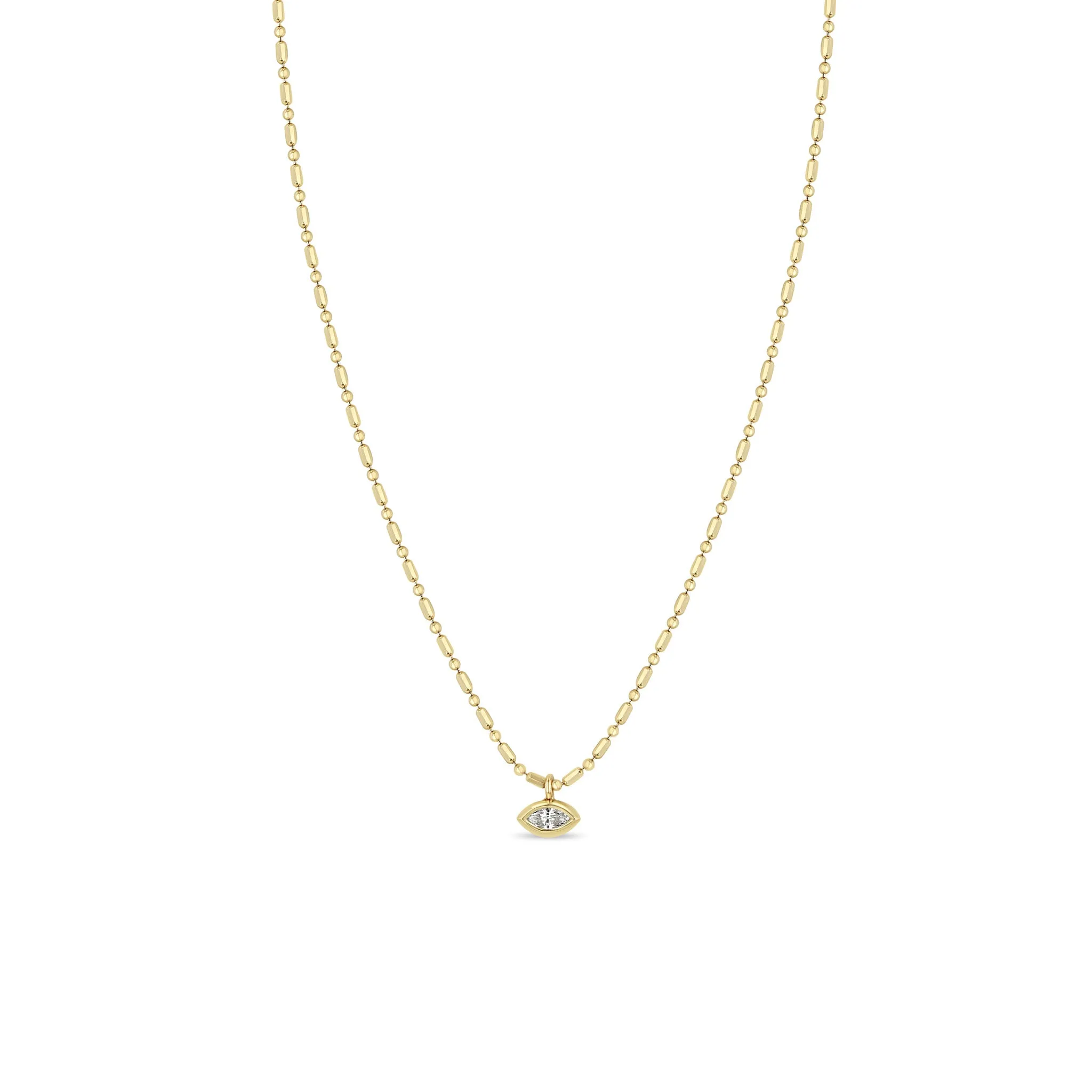 14k Marquise Diamond Tube Bar Chain Necklace