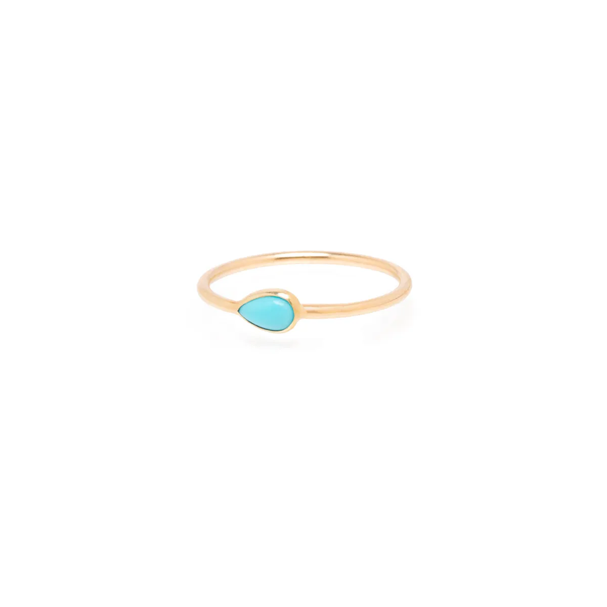 14k Pear Turquoise & Diamond Ring