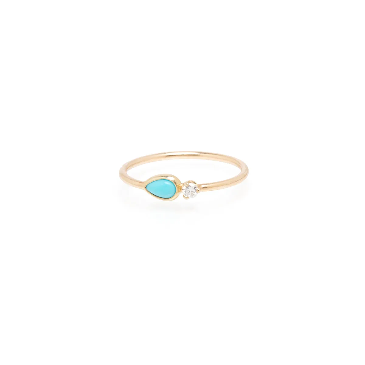 14k Pear Turquoise & Diamond Ring