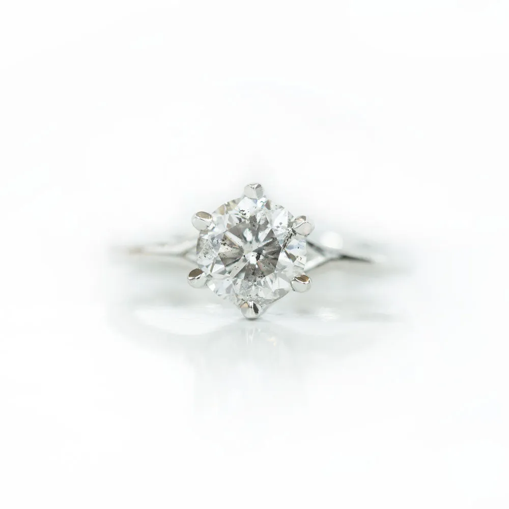 1.54ct Round GIA Grey Diamond Classic Six Prong Setting in Platinum