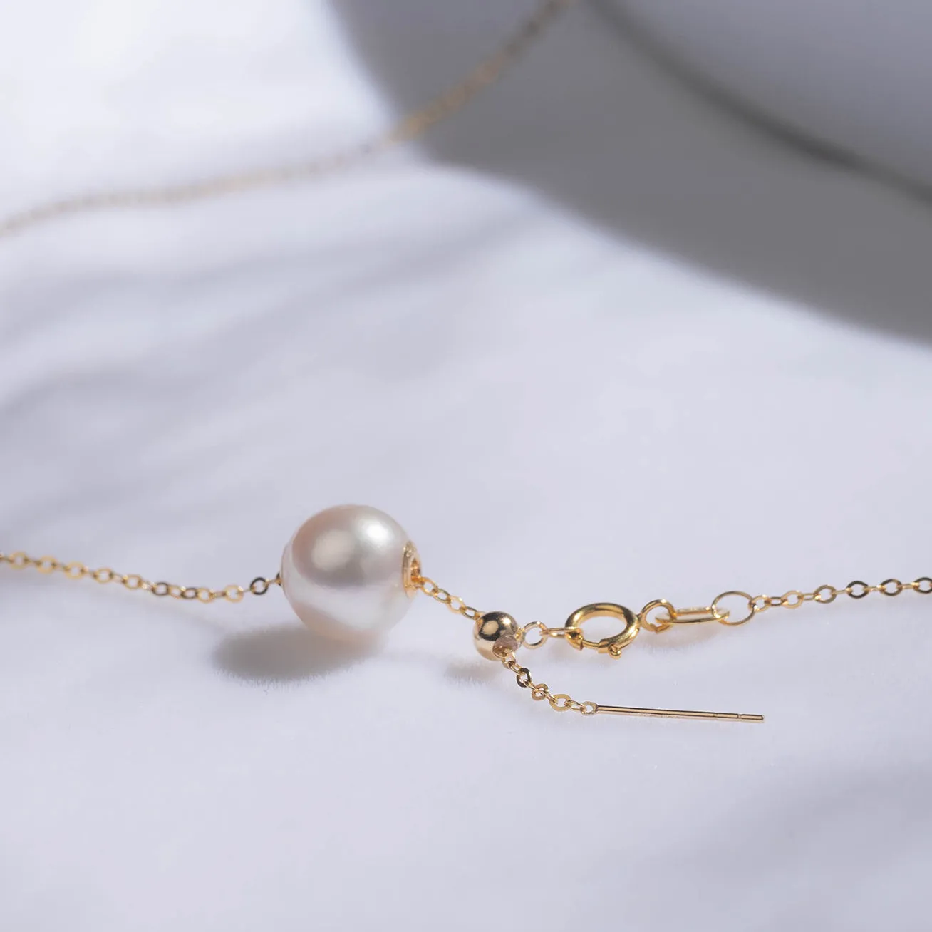 18K Solid Gold? Possibilities Interchangeable Akoya Pearl Necklace KN00068