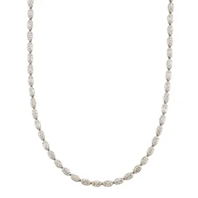 18K White Gold Oval Diamond Line Necklace