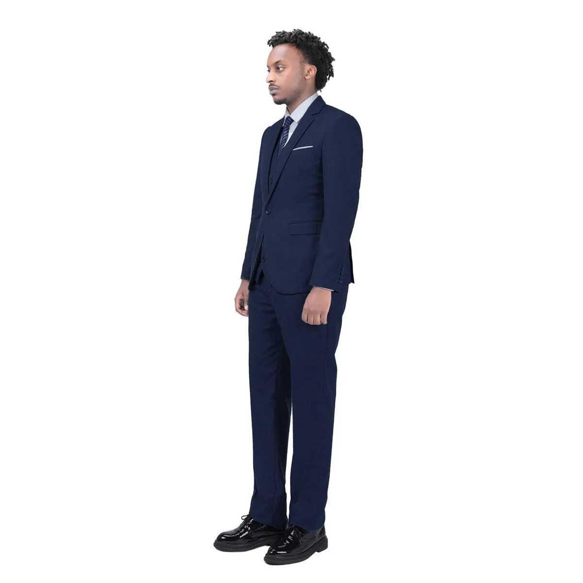 3-Piece One Button Formal Suit Navy Suit