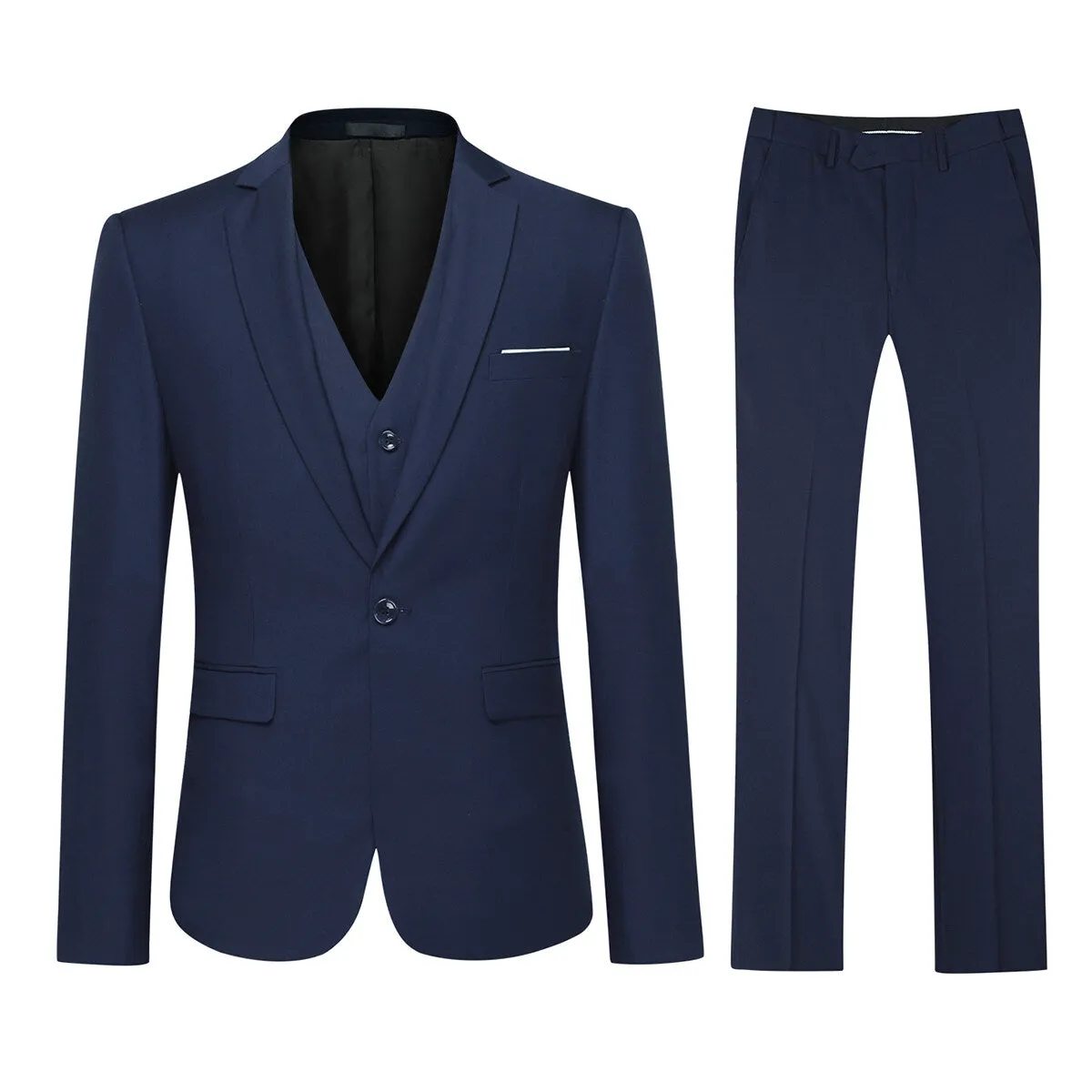 3-Piece One Button Formal Suit Navy Suit