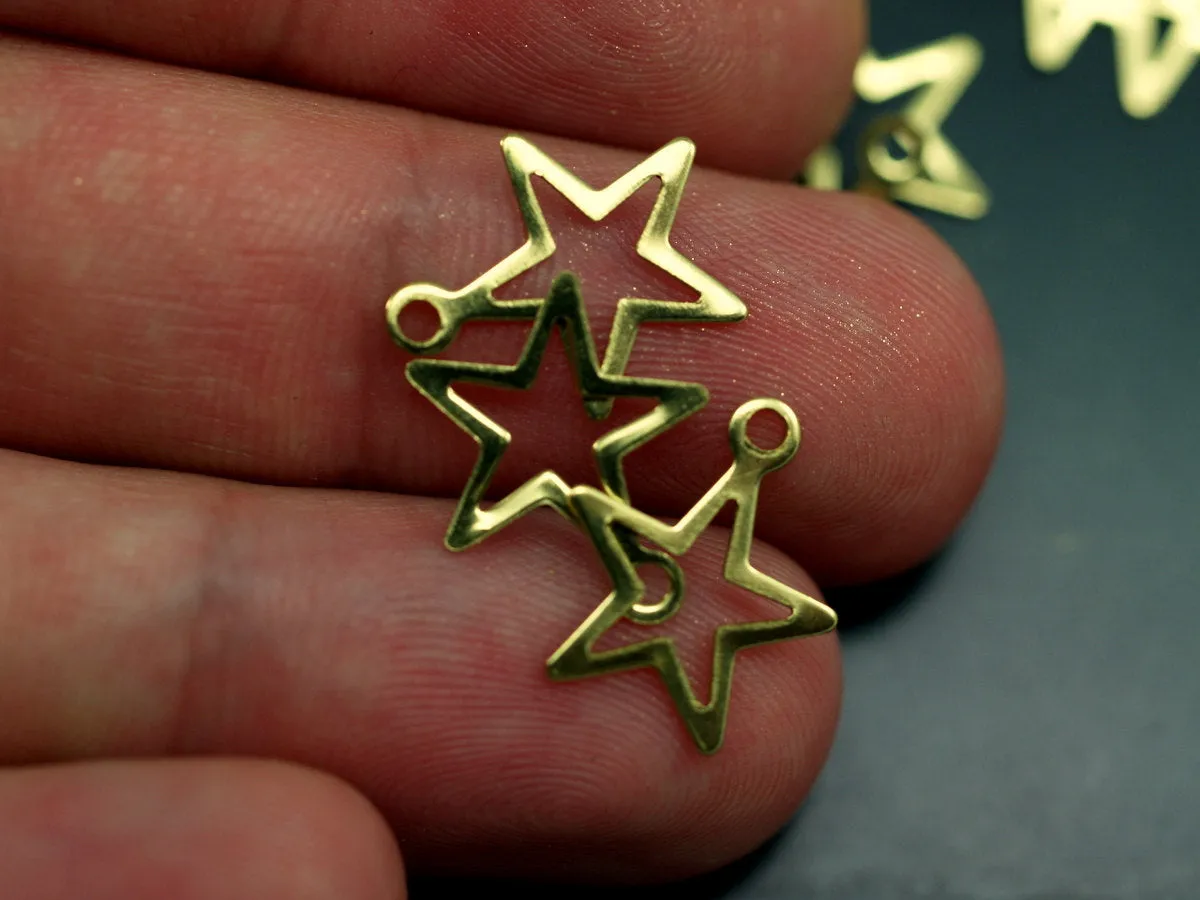 500 Pcs Raw Brass  Star Charms (14 X 12 Mm)  Brs 299( A0298 )