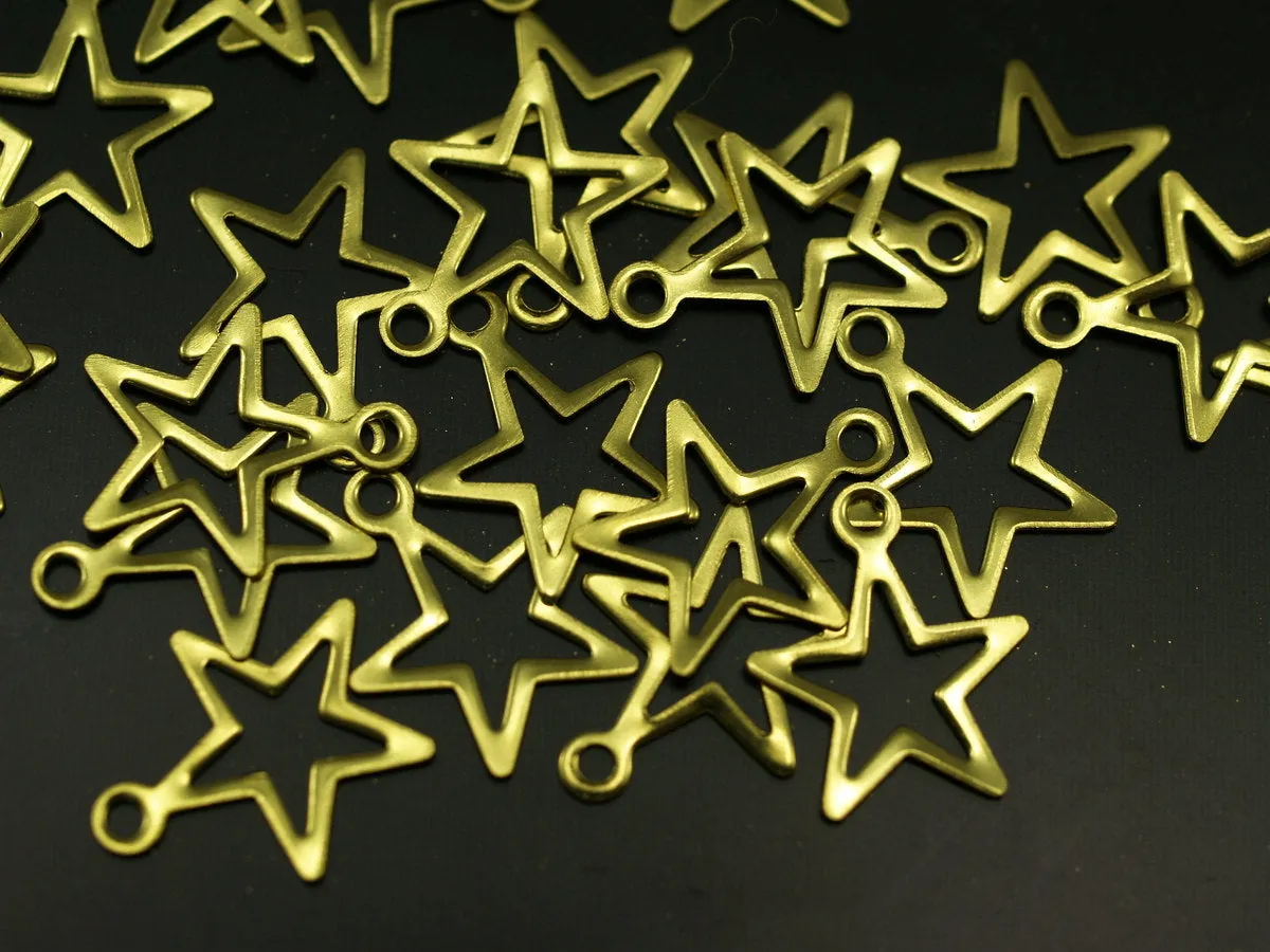 500 Pcs Raw Brass  Star Charms (14 X 12 Mm)  Brs 299( A0298 )