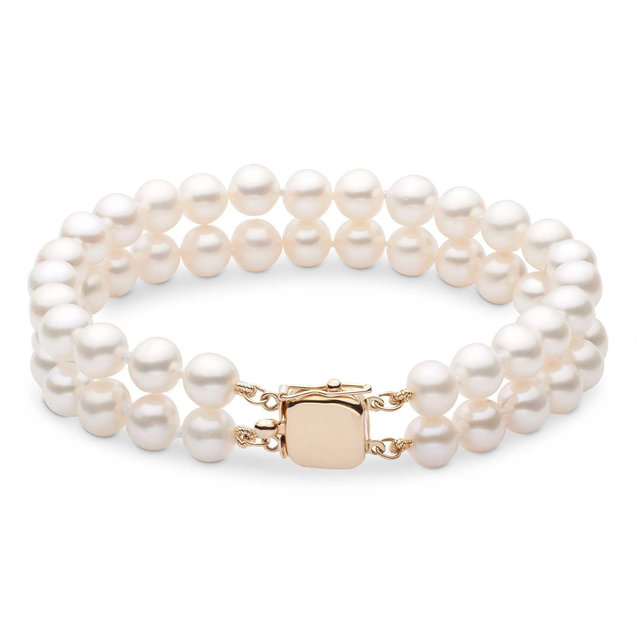 7.5-8.0 mm White Freshwater AA  Pearl Double Strand Bracelet