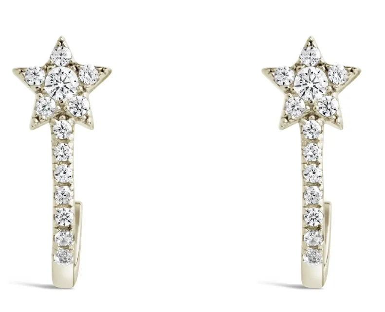 925 Silver Cubic Zirconia Star Hoop Earring