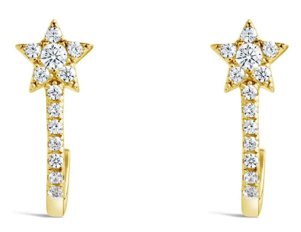 925 Silver Cubic Zirconia Star Hoop Earring