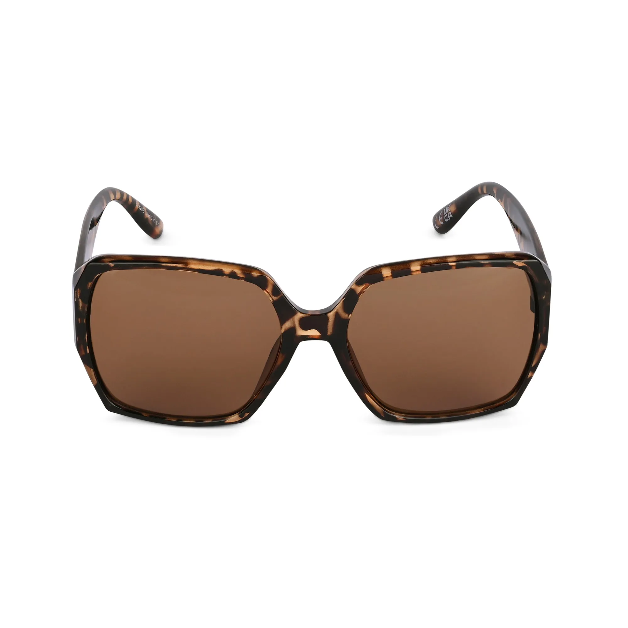 Accessorize London Women's Brown Mottled Oversized Hexagon Sunglasses