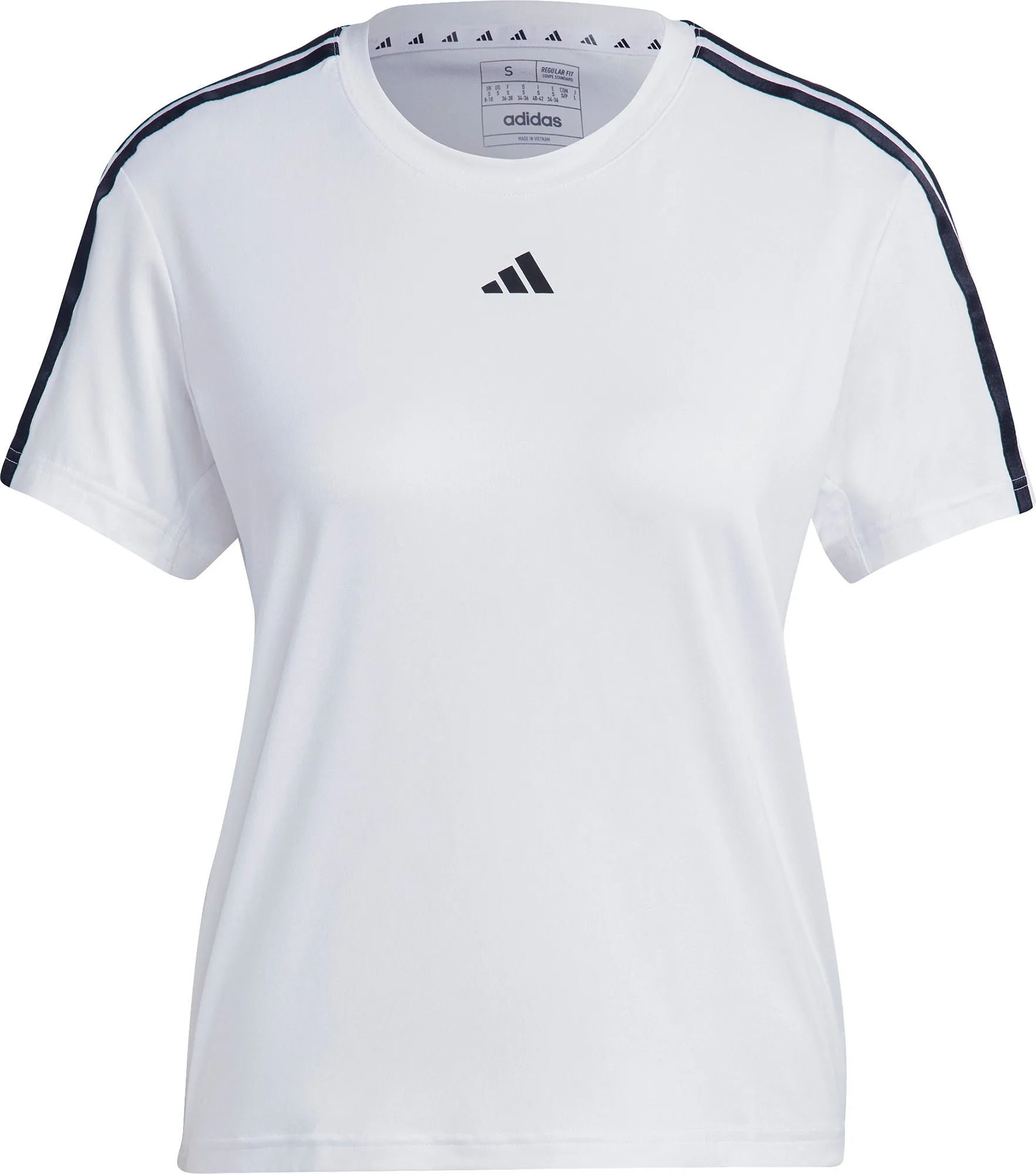 adidas AeroReady Train Essentials 3 Stripes Short Sleeve Womens Training Top - White