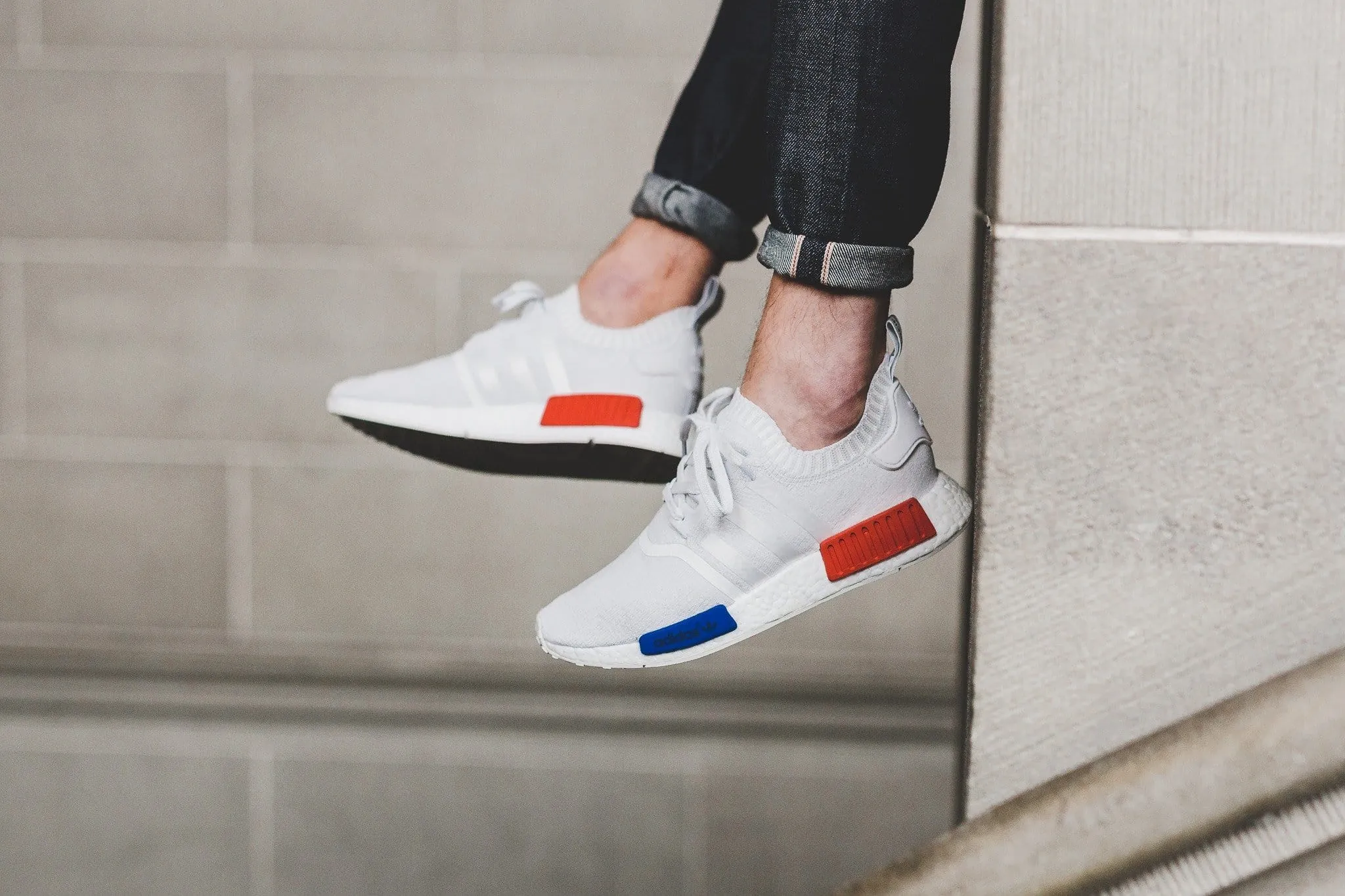 Adidas NMD_R1 Primeknit Vintage White-Lush Red