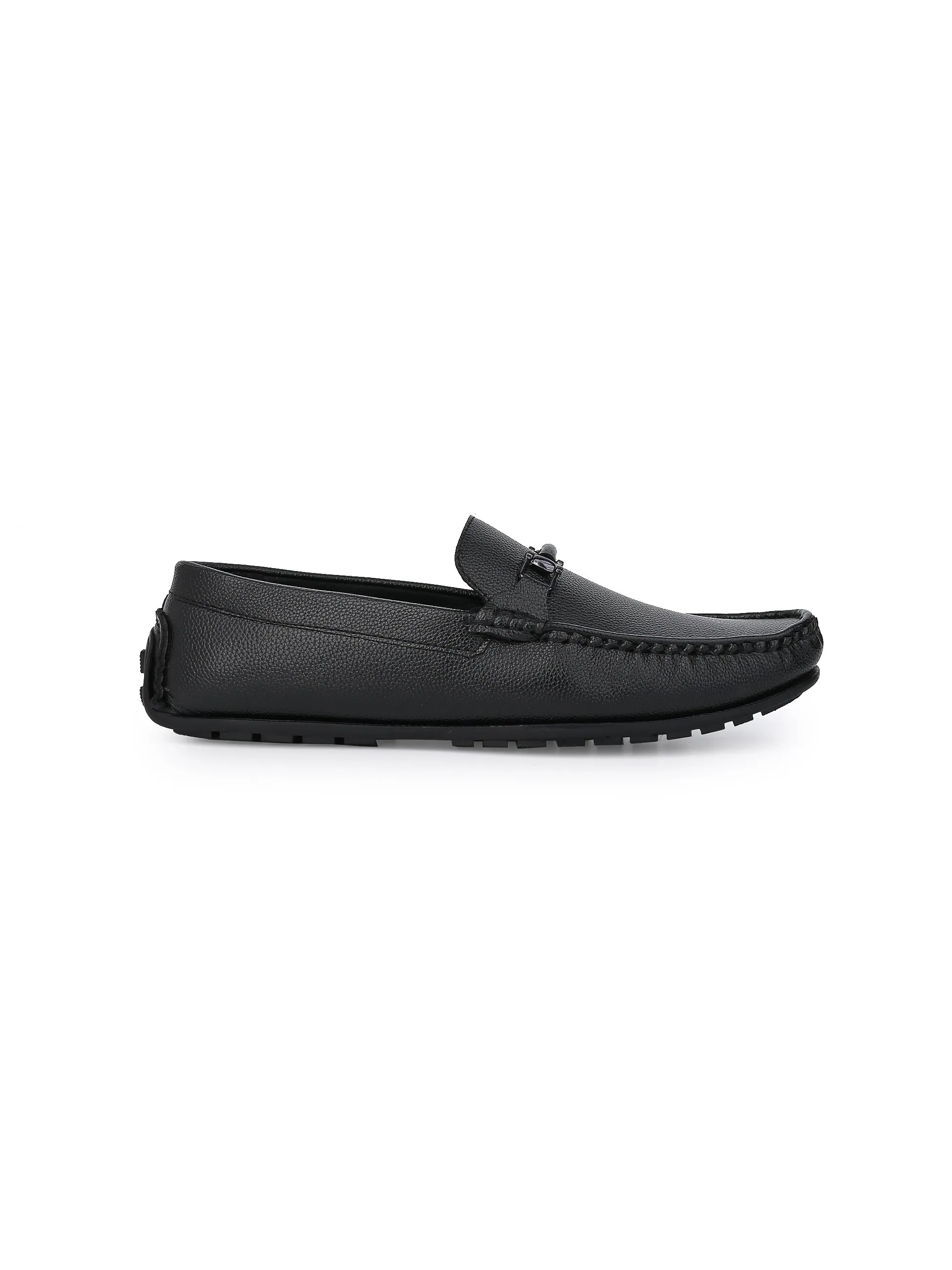 Alberto Torresi Mild Grained Synthetic Buckled Black Men's Loafer