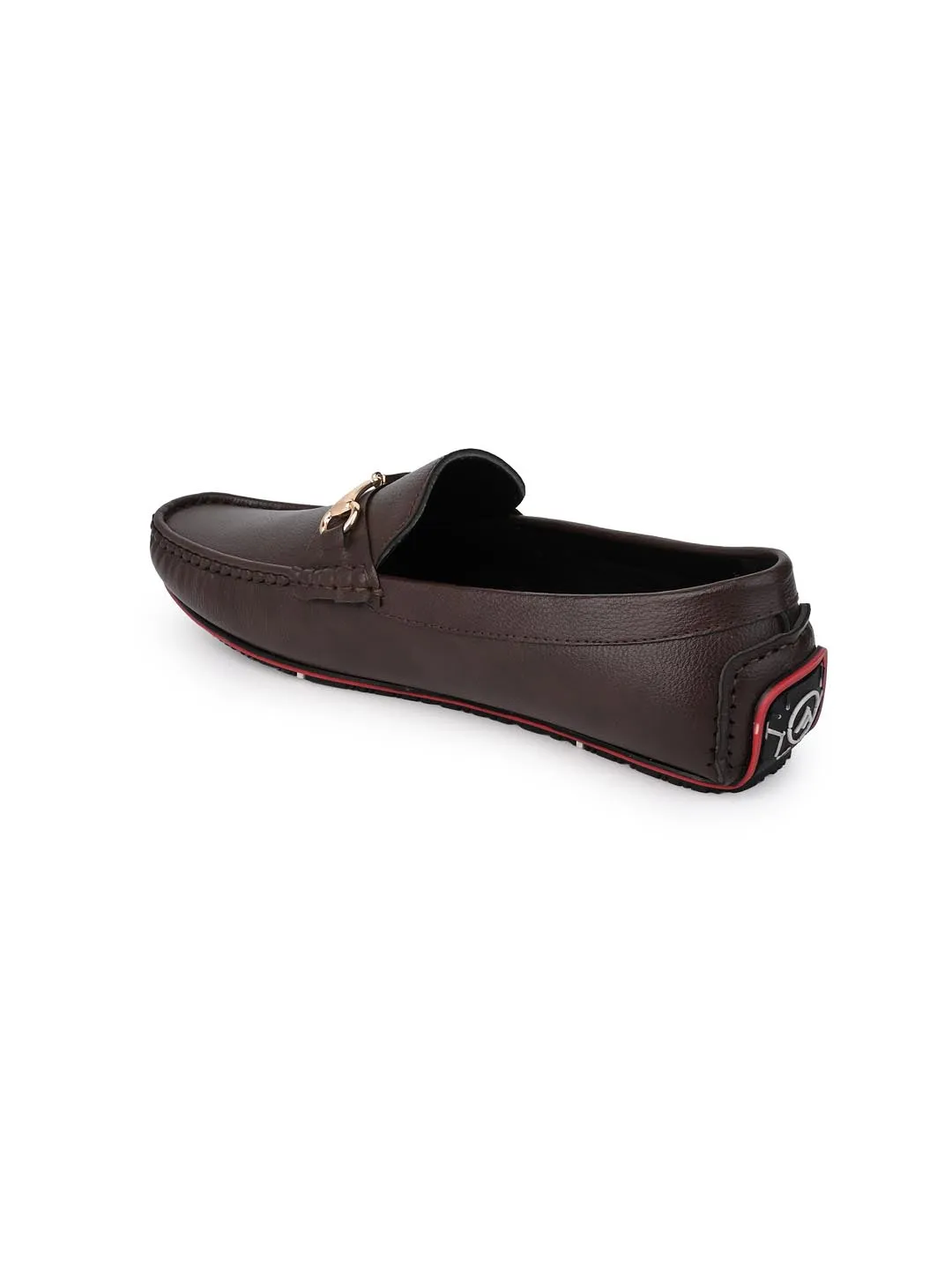 Alberto Torresi Tan Round Toe Loafers With Metal Accent