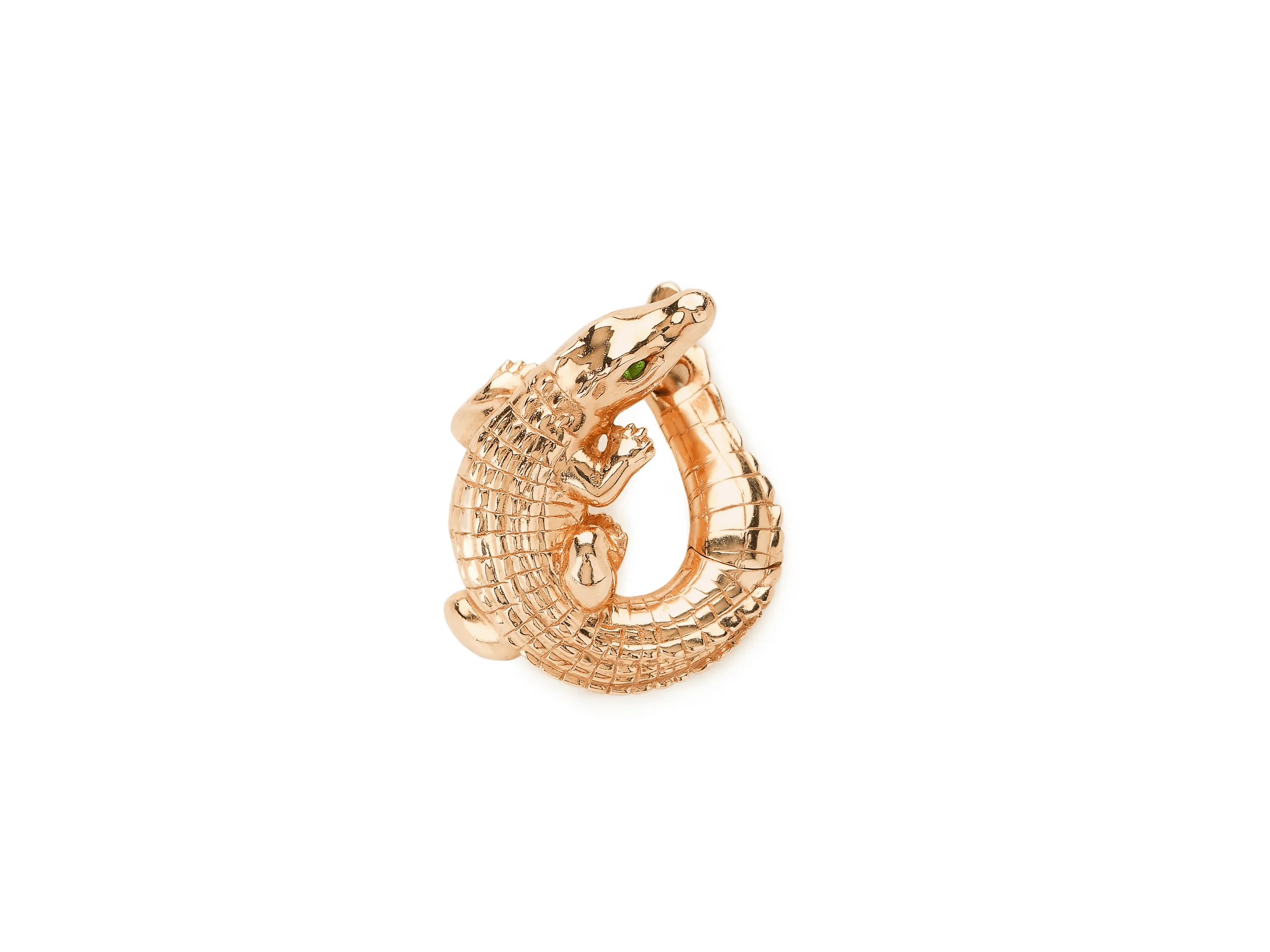 Alligator Twist 18K Rose Gold Earring w. Tsavorite