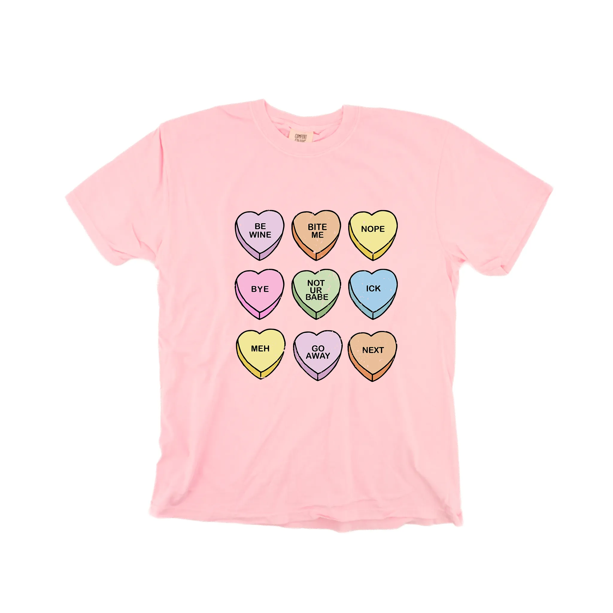 Anti Valentine Conversation Hearts - Tee (Pale Pink)