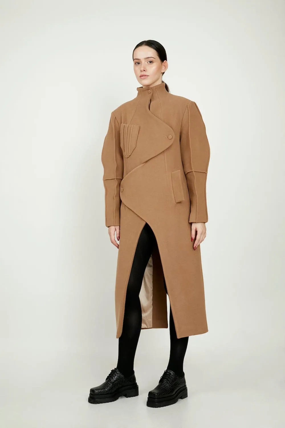 ASYMMETRIC WOOL-BLEND COAT