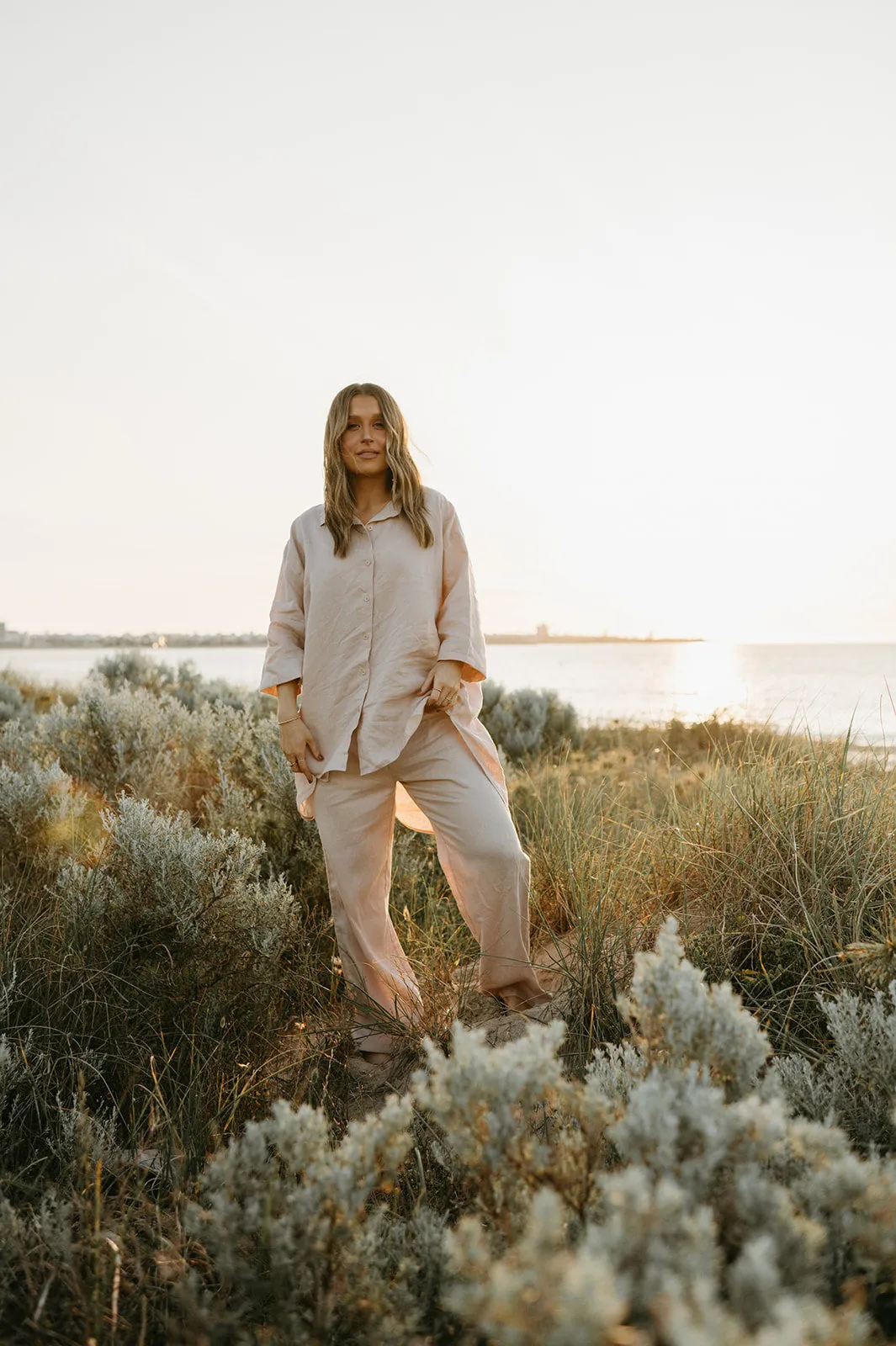 Athena Linen Pants in Dust Storm