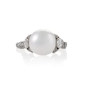 Baroque Freshwater Pearl and Diamond Flexible Ring