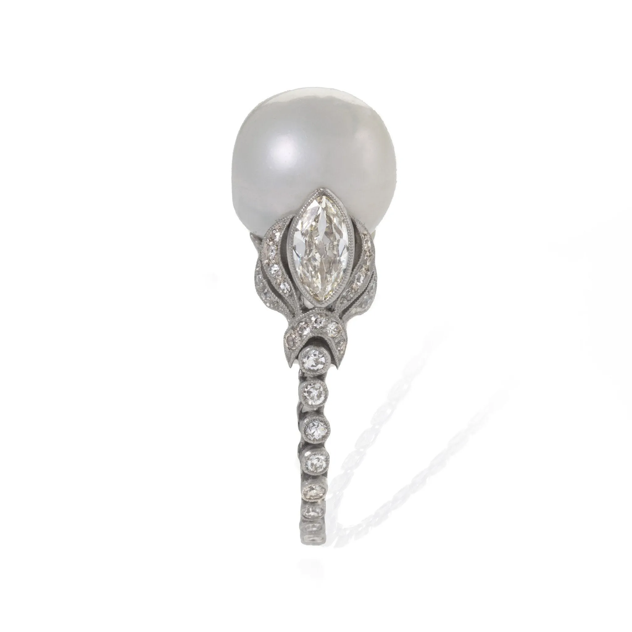 Baroque Freshwater Pearl and Diamond Flexible Ring