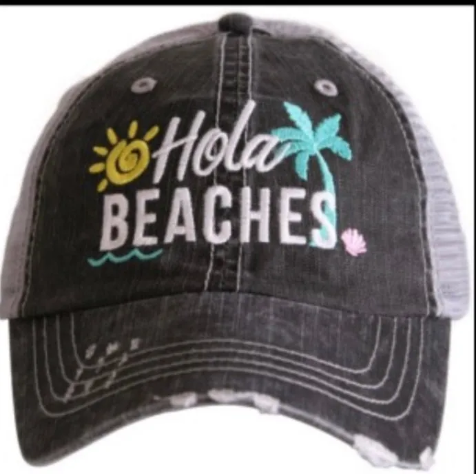 Beach Vibes Distressed Baseball Caps