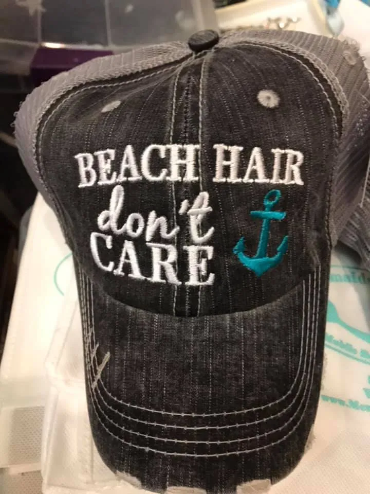 Beach Vibes Distressed Baseball Caps