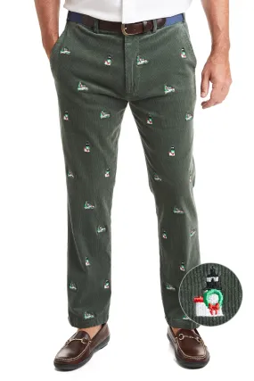 Beachcomber Corduroy Pant Olive with Santa Boat and Lighthouse