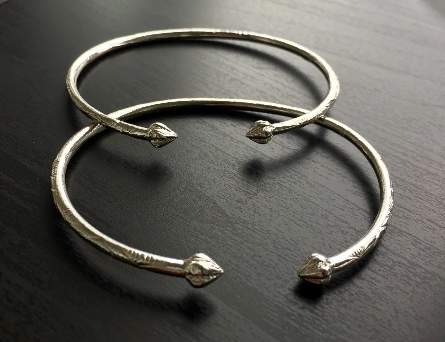 Better Jewelry Cocoa Pods .925 Sterling Silver West Indian Bangles, 1 pair