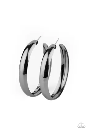 BEVEL In It Gunmetal Black Hoop Earrings - Paparazzi Accessories