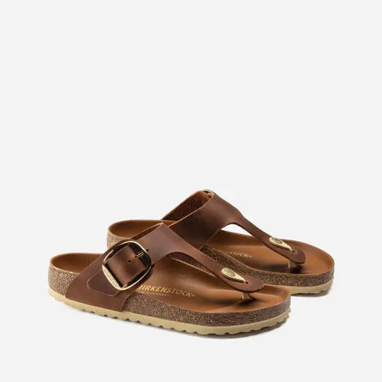 Birkenstock Women's Gizeh Big Buckle Oiled Nubuck Leather (Cognac)