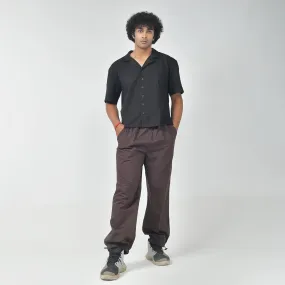 Black Bossman Shirt & Brown Parachute Pants For Men