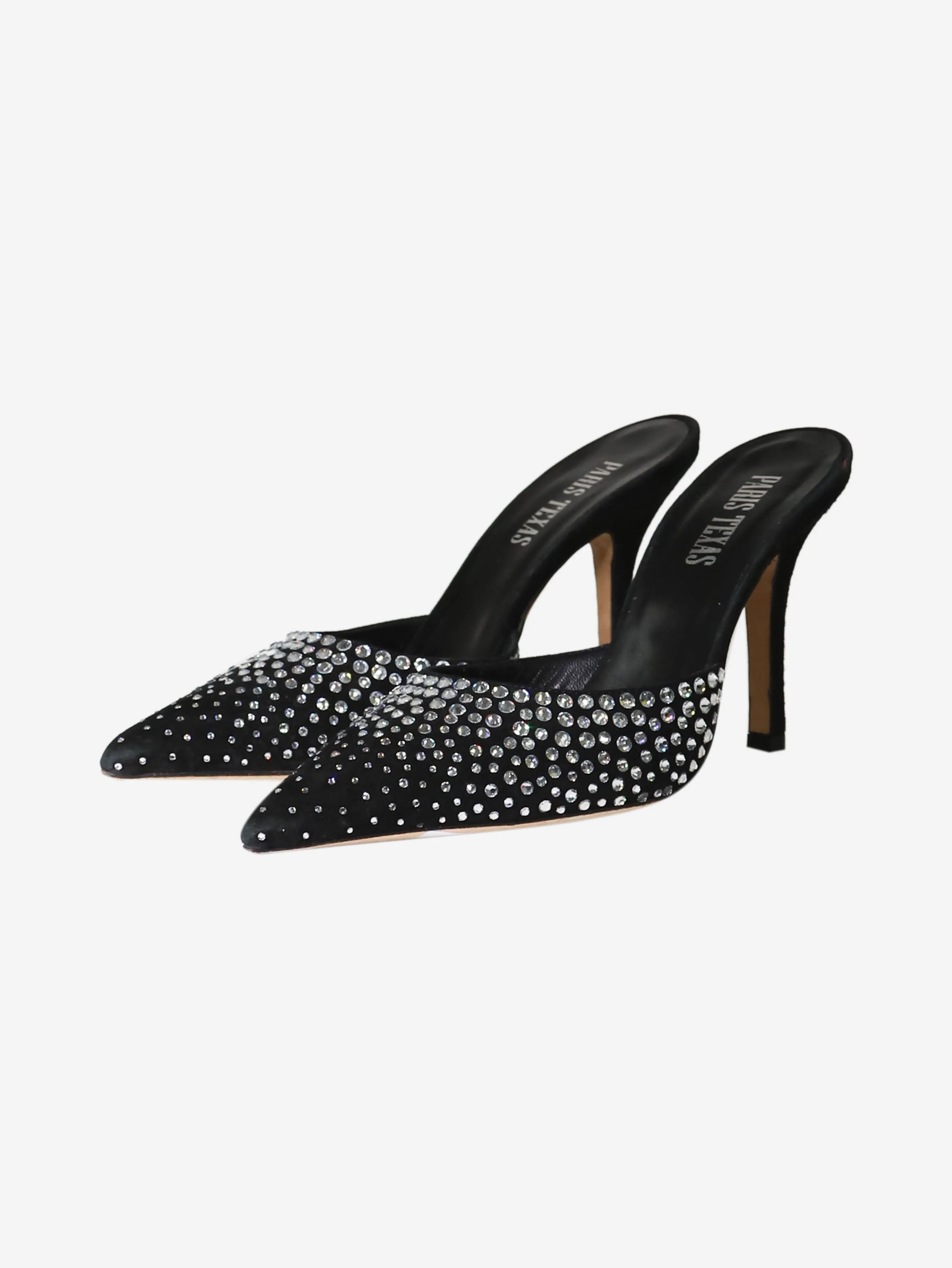 Black crystal-embellished mules - size EU 37 (UK 4)