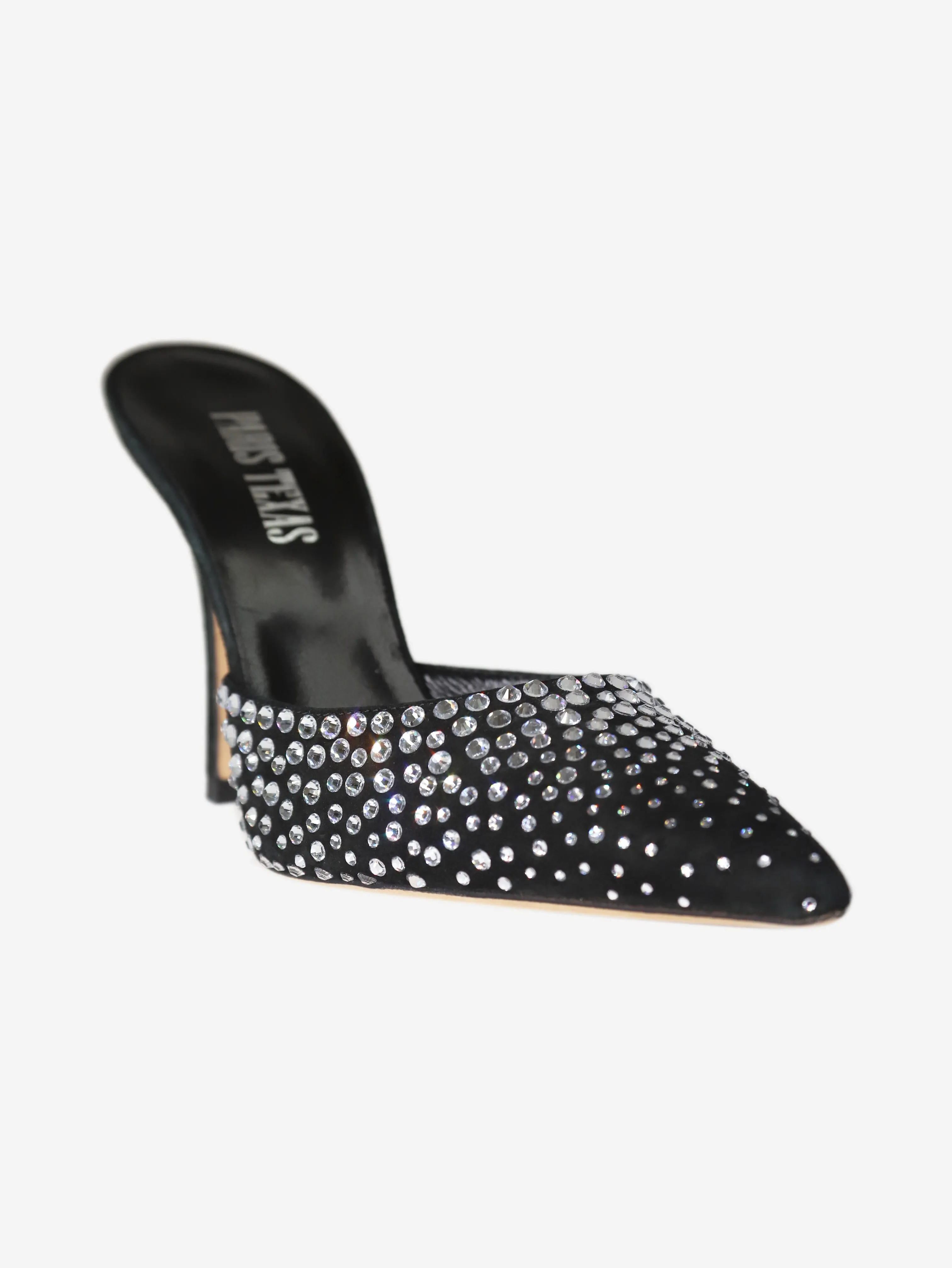 Black crystal-embellished mules - size EU 37 (UK 4)