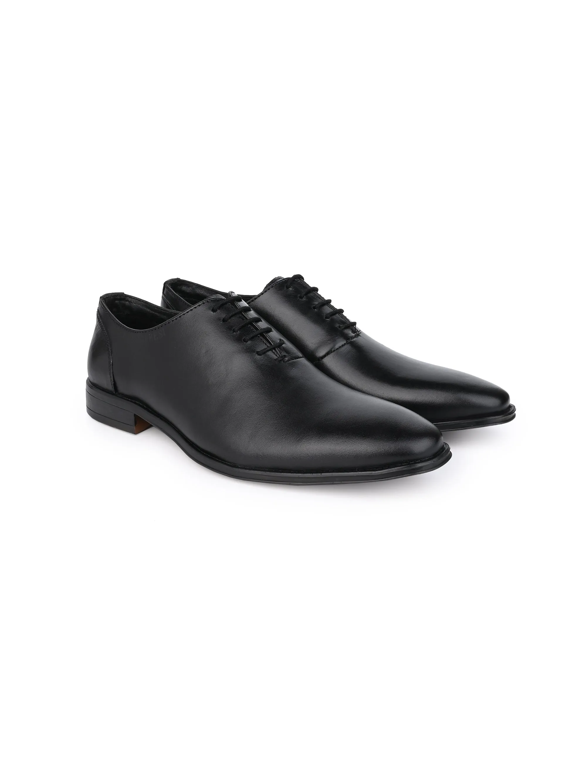 Black Leather Lace Up Shoes For Men