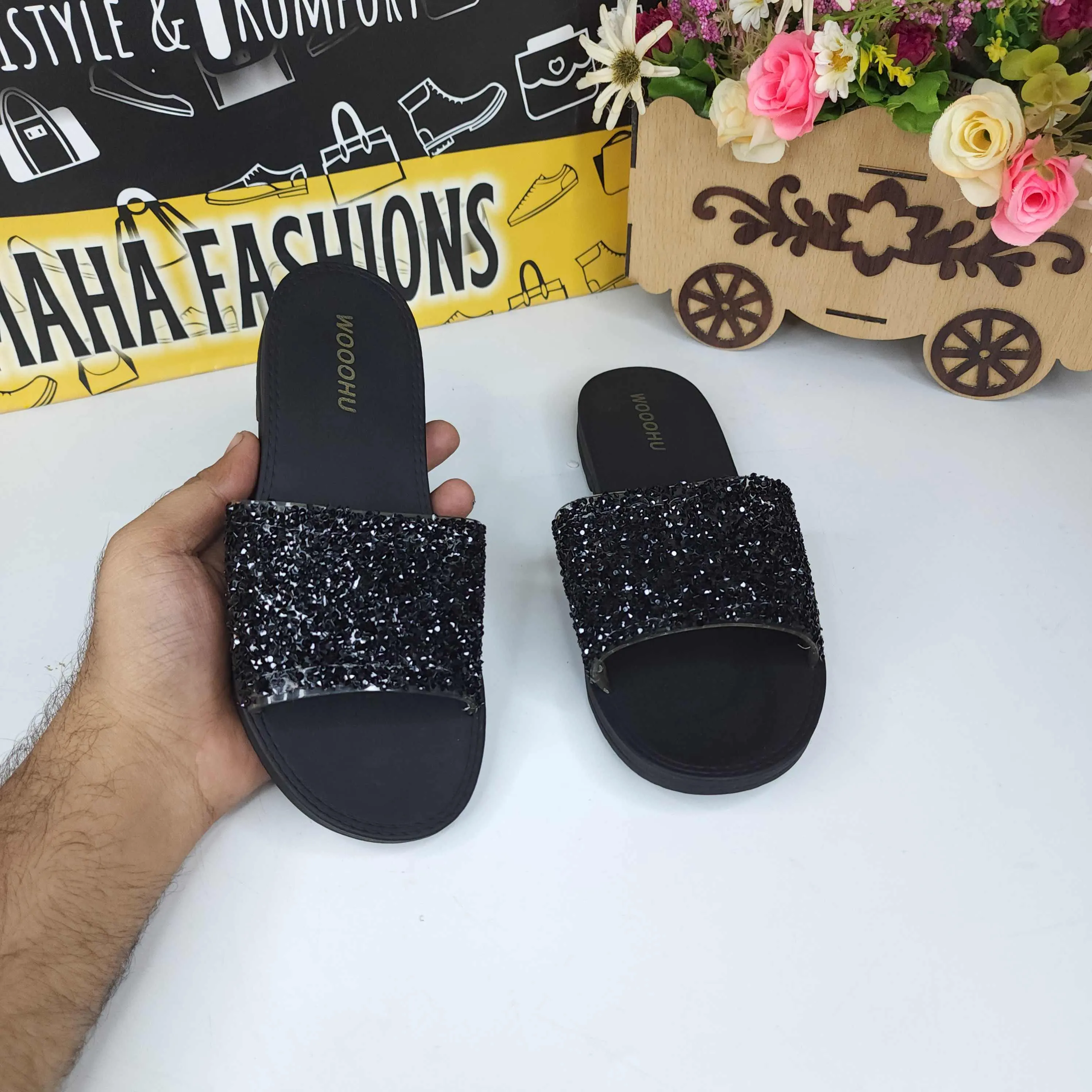 Black Studs Slippers