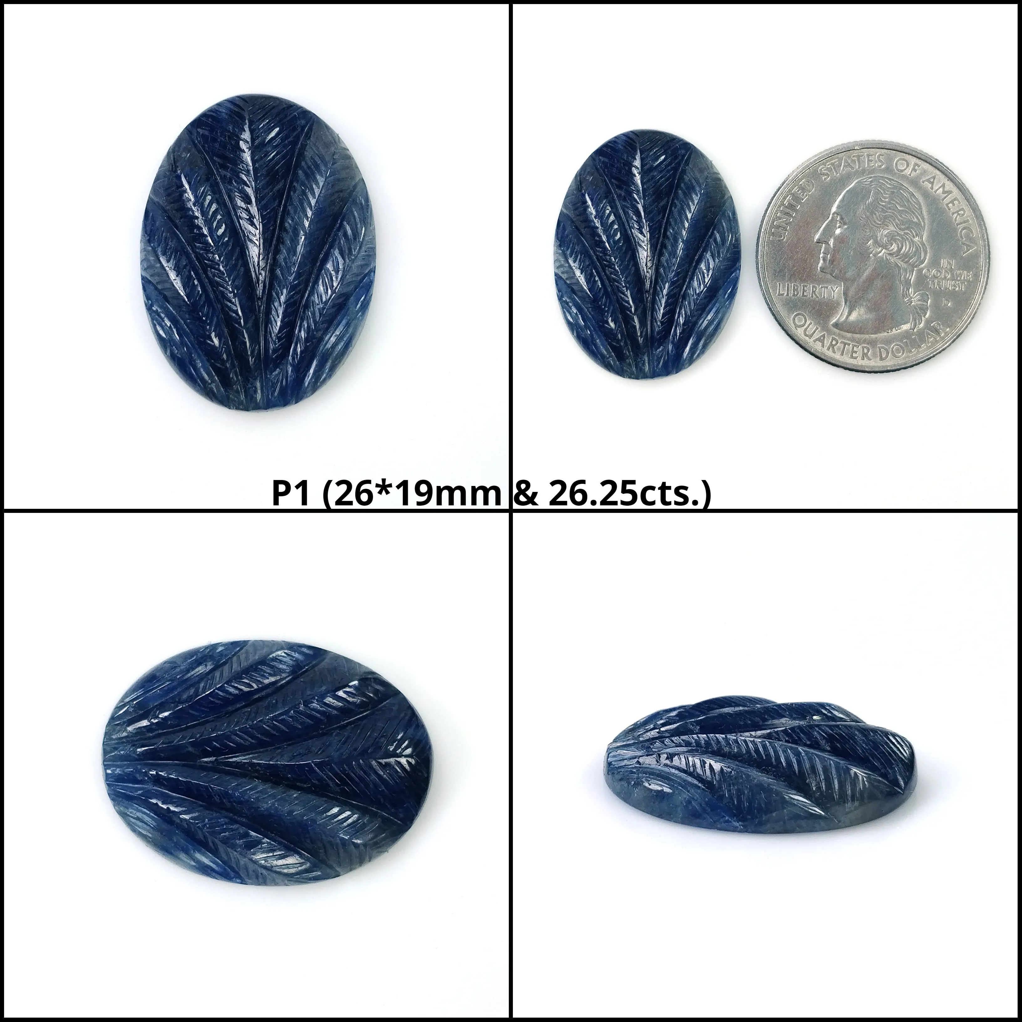 BLUE SAPPHIRE Gemstone Carving : Natural Untreated Unheated Sapphire Hand Carved Oval Shape 1pc (With Video)