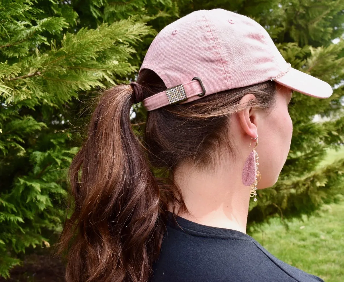 Blush Hat with White Crystal Chain