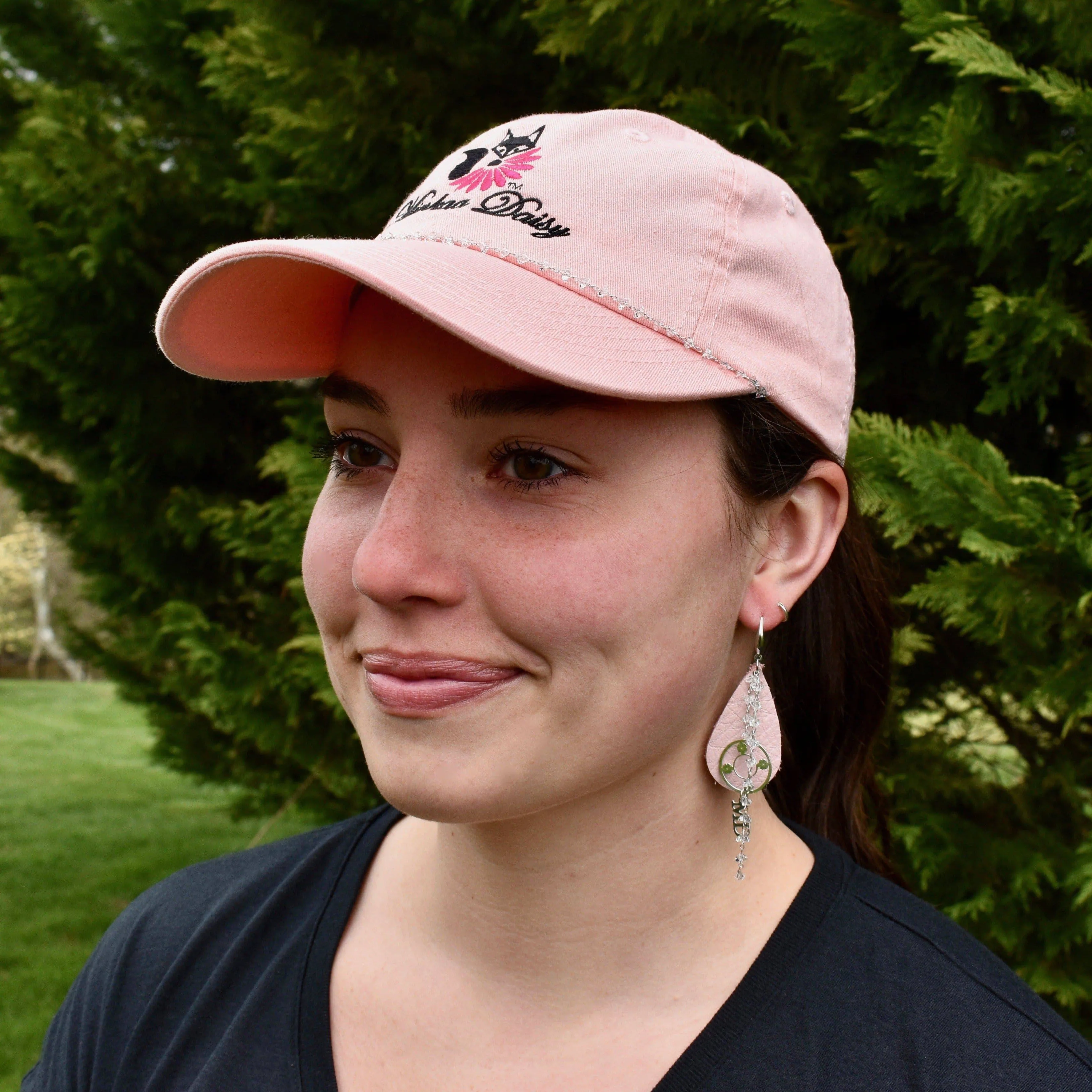 Blush Hat with White Crystal Chain