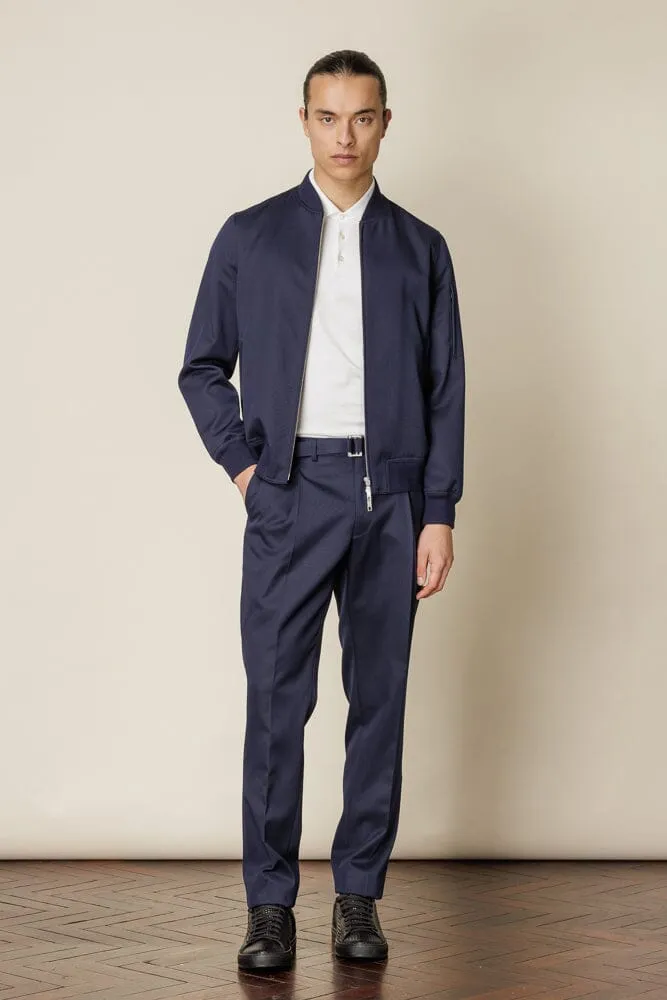 Bomber Jacket - Navy Wool Gabardine